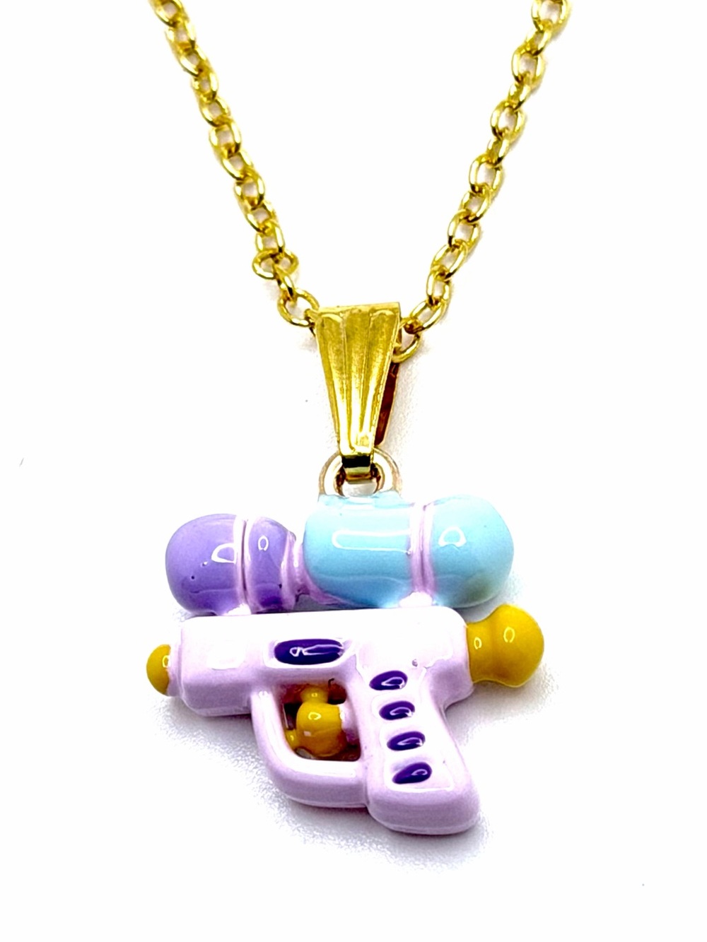 Water Gun Necklace Pastel Gold